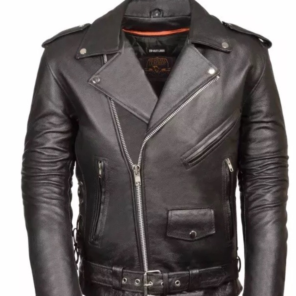 Motorcycle leather jacket.